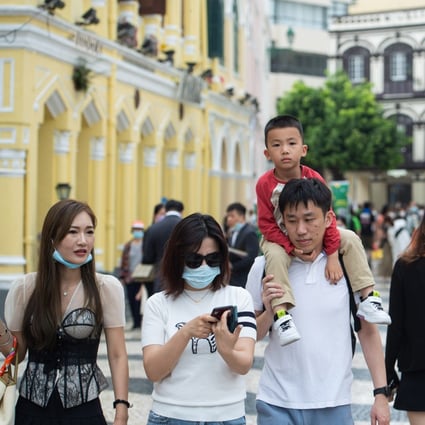 Tourists visit Macau’s Senado Square on May 3 during China’s May Day holiday. Photo: Xinhua