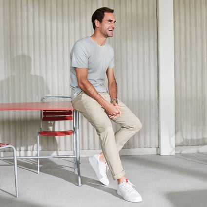 Roger Federer wearing On’s The Roger Centre Court JP all-white sneakers. The Swiss brand, in which the tennis star is an investor, has won over sports pros and the public alike with running shoes that blend comfort and performance.