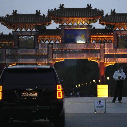 A US embassy car waits outside the Tianjin hotel where American and Chinese officials are expected to hold talks, in Tianjin on July 25. The talks included a four-hour meeting between Chinese foreign vice-minister Xie Feng and US deputy secretary of state Wendy Sherman. Photo: AP