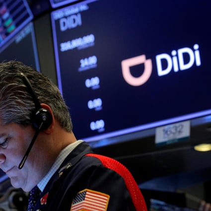 A trader works during the IPO for Didi Global Inc on the New York Stock Exchange floor in New York City on June 30. China’s cyberspace agency said it had launched an investigation into the Chinese ride-hailing giant to protect national security and the public interest, two days after it began trading on the NYSE. Photo: Reuters