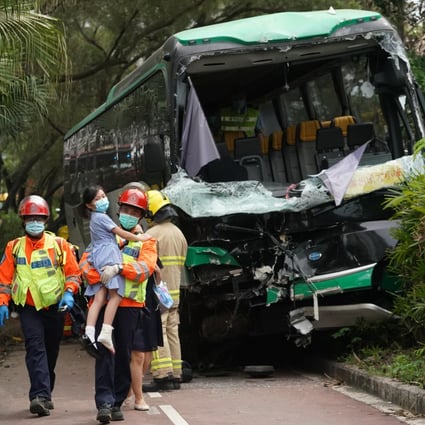 A schoolbus collision with a car in Sha Tin on June 4 left 24 injured. Photo: Felix Wong