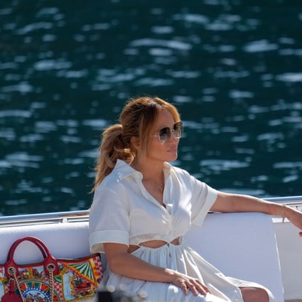 Jennifer Lopez on a yacht in Portofino, Italy, on July 31, sailing with boyfriend Ben Affleck from Capri to Nerano. Photo: GC Images