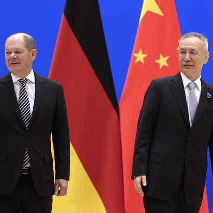 German Finance Minister Olaf Scholz (left) and Chinese Vice-Premier Liu He attend the China-Germany High Level Financial Dialogue at the Diaoyutai State Guesthouse in Beijing, in January 2019. Scholz, who is favourite to succeed Angela Merkel as chancellor, is not expected to chart a difference course in relations with China. Photo: AP 