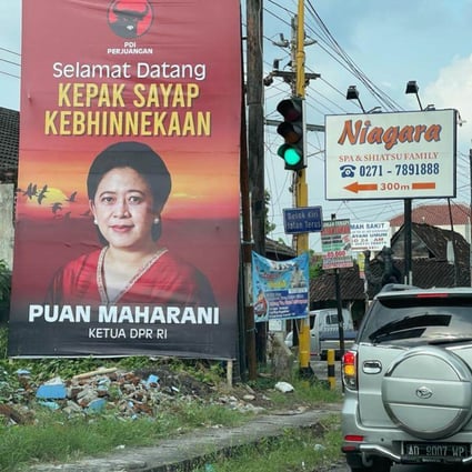 Billboards and banners featuring political elites such as Puan Maharani have proliferated across Indonesia. Photo: Twitter