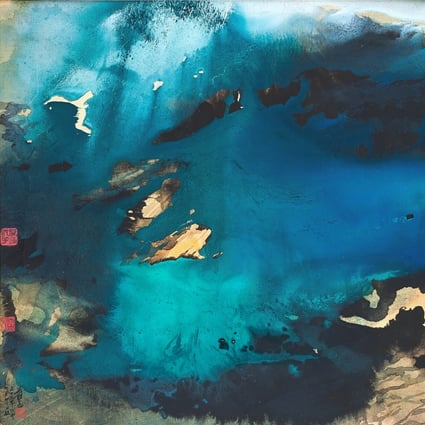 Detail from Zhang Daqian’s 1968 painting Mist at Dawn, the most expensive lot sold in Sotheby’s autumn Hong Kong auction series. It went for HK$214.6 million. Photo: courtesy of Sotheby’s/Zhang Daqian