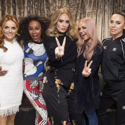 Adele with the Spice Girls – just one of eight celebrities who love Ginger, Scary, Baby, Sporty and Posh. Photo:  @spicegirls/Instagram