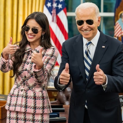 Singer Olivia Rodrigo wore a vintage pink Chanel tweed skirt suit to the White House in Washington when she met US President Joe Biden to show her support for the Covid-19 vaccination drive. Photo: Instagram/POTUS