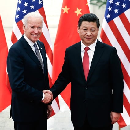 Chinese President Xi Jinping shakes hands with then US Vice President Joe Biden in 2013. File photo: Getty Images/TNS