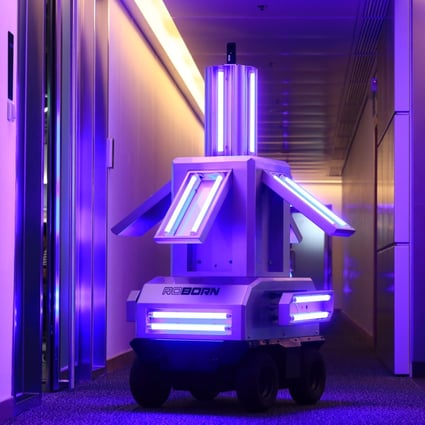 An ultra-violet light emitting robot. Hong Kong is the largest biotechnology fundraising centre in Asia. Photo: May Tse