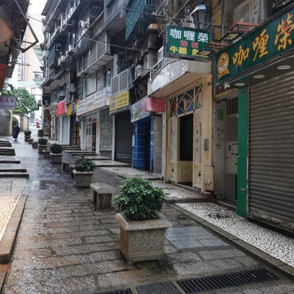 Closed restaurants near Senado Square in Macau. Tourism has dried up, depriving many food outlets in Asia’s gaming hub of customers. Residents who rely on casinos for their livelihood have less to spend on eating out too. Photo: Irene Sam