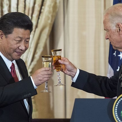 President Xi Jinping and then US vice-president Joe Biden share a toast at a Department of State luncheon in Washington on September 25, 2015. Photo: AFP via Getty Images/TNS