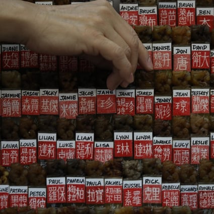 Traditional seals engraved with Chinese renderings of English names are displayed in a souvenir shop in Tsim Sha Tsui. Mastery of Chinese and English enables young people to pursue career goals and achieve upward social mobility. Photo: Nora Tam 
