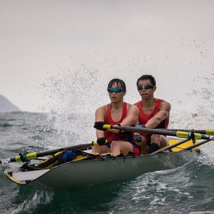 Winky Hui and Chun Chiu-hin set the mixed pair record for rowing around Hong Kong Island. Photo: Phoebe Leung