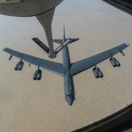 A US Air Force B-52H is refueled by a KC-135 in the US Central Command area of responsibility in December 2020. Photo: US Air Force via AP
