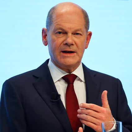 Olaf Scholz delivers a statement after a final round of coalition talks to form a new government, in Berlin, Germany on Wednesday. Photo: Reuters