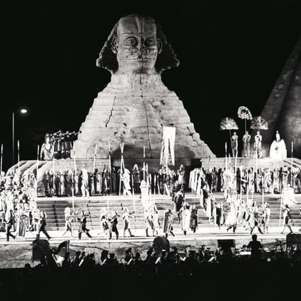 A spectacular scene of Verdi’s epic opera entitled ‘’Aida’’ staged at the Stanley Ho Sports Centre in Pokfulam.
