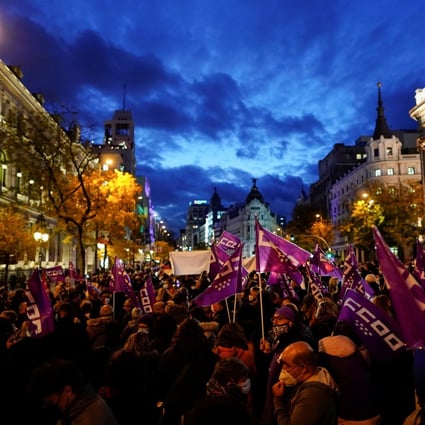 Demonstrators take part in a rally to mark the International Day for the Elimination of Violence against Women in Madrid, Spain. Photo: Reuters