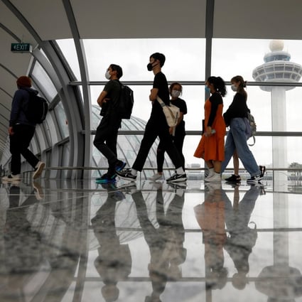 Visitors pass through the control tower of Singapore’s Changi Airport. Photo: Reuters