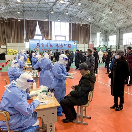 Residents line up for Covid-19 testing in Manzhouli on November 23. Photo: VCG via Getty Images 