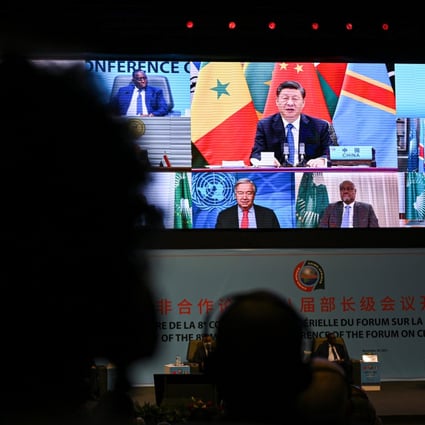 Chinese President Xi Jinping addresses the Forum on China-Africa Cooperation, in Dakar, Senegal, via video link on Monday. Photo: Reuters
