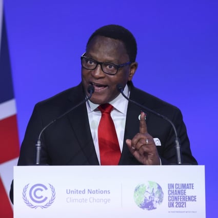 Malawi’s President Lazarus Chakwera at the COP26 conference in Glasgow, Scotland on November 1. Photo: AP