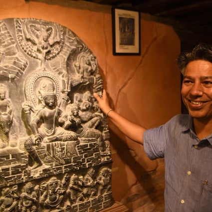 Rabindra Puri at his house in Bhaktapur, east of Kathmandu. He is one of the heritage activists campaigning to bring back from overseas museums Nepalese artefacts stolen from the country. Photo: AFP