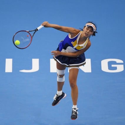 Peng Shuai playing in a singles match in Beijing in 2017. Photo: AFP