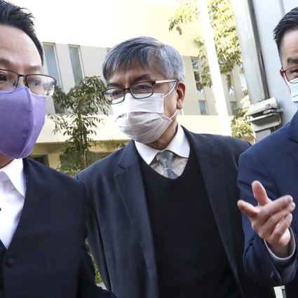 Richard Lum Chor-wah (centre) leaves the Tsuen Wan Law Courts Building following the not guilty verdict on Friday. Photo: Jonathan Wong