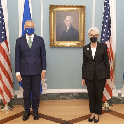 Stefano Sannino of the European Union and Wendy Sherman of the United States met for talks on Thursday at the US State Department. Photo: US Department of State