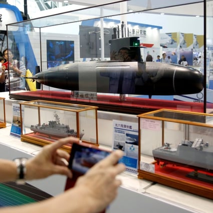 A model of the Indigenous Defence Submarine on display in Kaohsiung. Photo: Reuters 