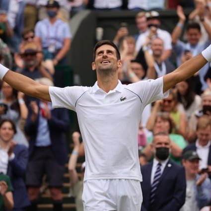 Novak Djokovic celebrates after winning the men’s final match against Matteo Berrettini of Italy at Wimbledon in July 11. Photo: Tim Ireland/Xinhua