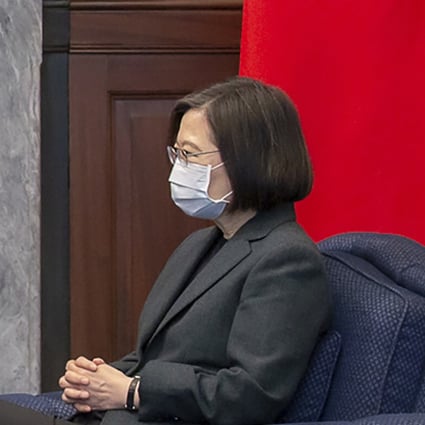 US Representative Mark Takano chats with Taiwanese President Tsai Ing-wen at the Presidential Office in Taipei on November 26. Five US lawmakers met with Tsai in a surprise one-day visit intended to reaffirm the United States’ “rock solid” support for the self-governing island. Photo: Taiwan Presidential Office via AP