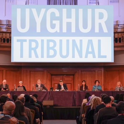 The Uyghur Tribunal delivers the verdict of the independent tribunal assessing evidence on China’s alleged rights abuses in London on Thursday. Photo: AP