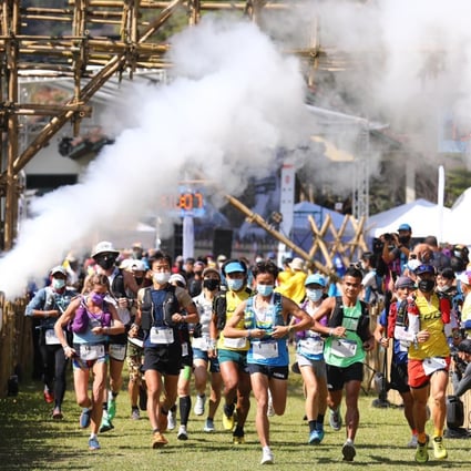 Runners take off for the start of the 168km division at Thailand by UTMB race. Photo: Thailand by UTMB