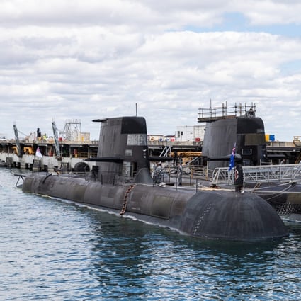 Two Australian Collins class submarines at HMAS Stirling Royal Australian Navy base in Perth. The country will develop nuclear-powered submarines in their place. Photo: EPA-EFE