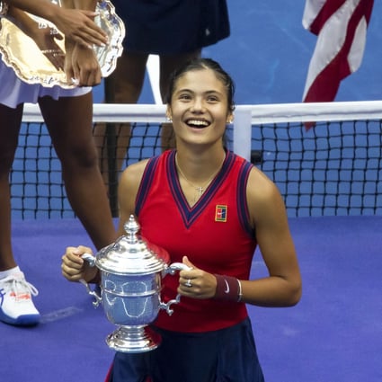 Emma Raducanu with the trophy after winning the US Open women’s singles title in September.Photo: Xnhua