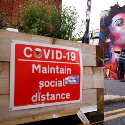 A sign outside Crystal Palace’s Selhurst Park urges fans to maintain social distancing amid the Covid-19 pandemic. Photo: Reuters