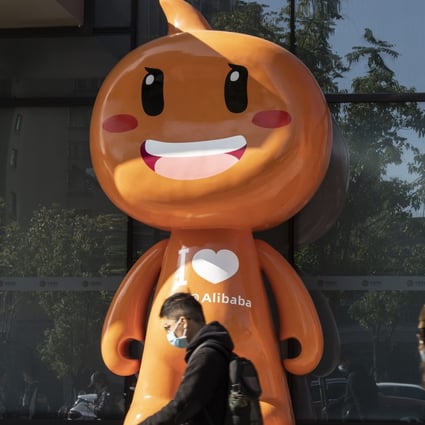 The mascot for Alibaba’s Taobao e-commerce platform is seen at the company’s headquarters in Hangzhou. The company is giving its employees more benefits to boost morale at the end of a challenging year. Photo: Bloomberg