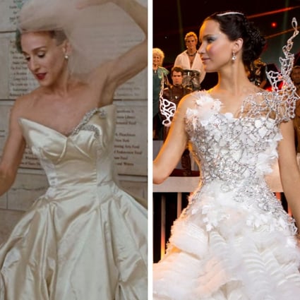 We loved Jennifer Lawrence, Amanda Seyfried and Sonoya Mizuno’s on-screen wedding gowns ... but Sarah Jessica Parker’s, not so much. Photos: Warner Bros., Murray Close/ Handout, Universal