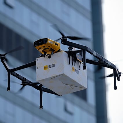 Meituan launches its first drone delivery trial in a commercial area in Shenzhen on December 17, 2021. Photo: Handout