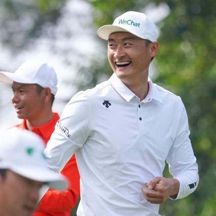 Li Haotong is in a happy mood during the third round of the 27th Volvo China Open at Genzon Golf Club in Shenzhen. Photo: Handout
