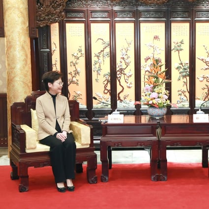 Chinese Vice Premier Han Zheng (right) meets with Carrie Lam during her visit to Beijing in March. Photo: Xinhua
