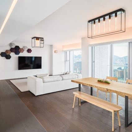 An apartment in Ho Man Tin, Hong Kong, redesigned with a tranquil colour palette and minimal style, ensures the view outside, not the furniture inside, is the focus. Photo: Albert Poon
