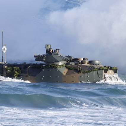 An assault amphibious vehicle seen during a Japan Self-Defence Forces drill in November. Beijing claims Japanese joint military drills with the US and others in the East and South China seas undermine regional security. Photo: Bloomberg