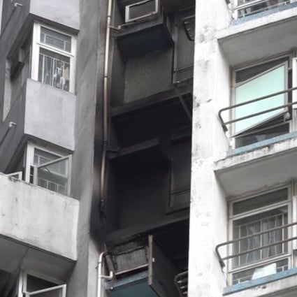 A fire broke out just before daybreak in a public housing flat in Kwai Chung. Photo: RTHK
