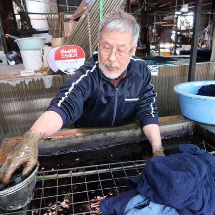 Toshiharu Furusho, a sixth-generation traditional indigo dyer in Tokushima, Japan, has been recognised as an artisan with special intangible cultural skills. Photo: Julian Ryall
