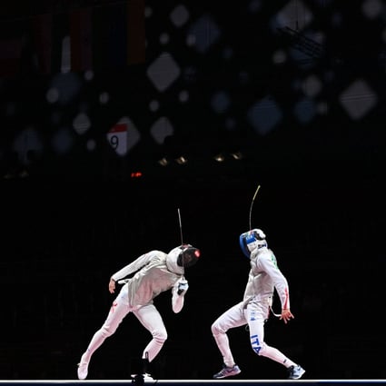 Hong Kong’s Cheung Ka-long (left) on his way to a gold medal against Italy’s Daniele Garozzo. Photo: AFP
