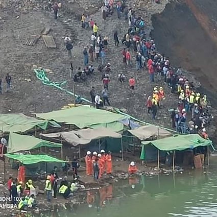 Rescue teams search for missing people at the jade mining accident in Hpakant, Kachin State, northern Myanmar. Photo: EPA