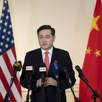 China’s ambassador to the United States Qin Gang called on attendees of a virtual event in Washington to find ways to get the relationship back on track. Photo: Xinhua