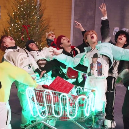 Stray Kids’ in the video for their song Christmas EveL, off their new EP of the same name.